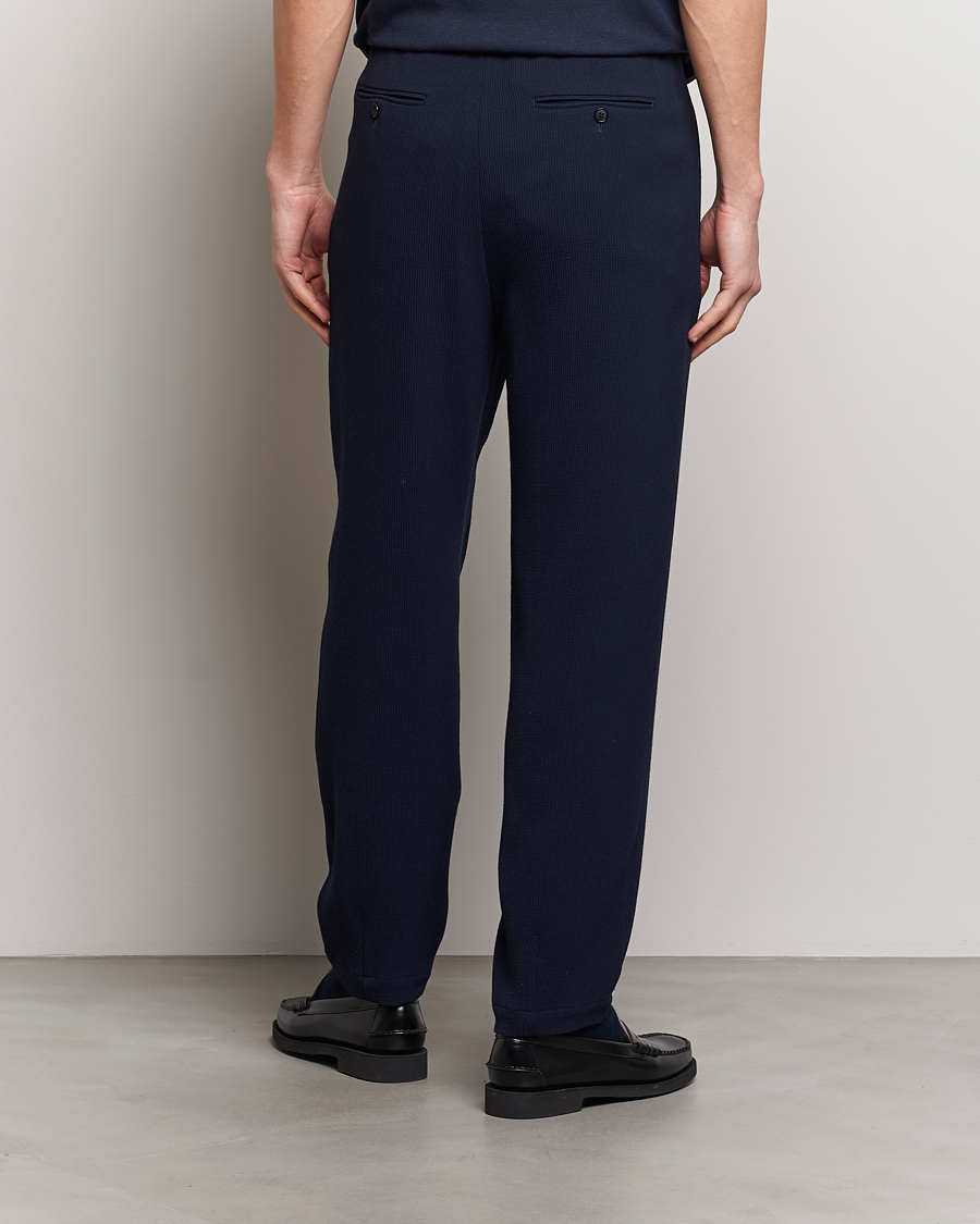 Hombres | Pantalones | Giorgio Armani | Pleated Rib Wool Trousers Navy