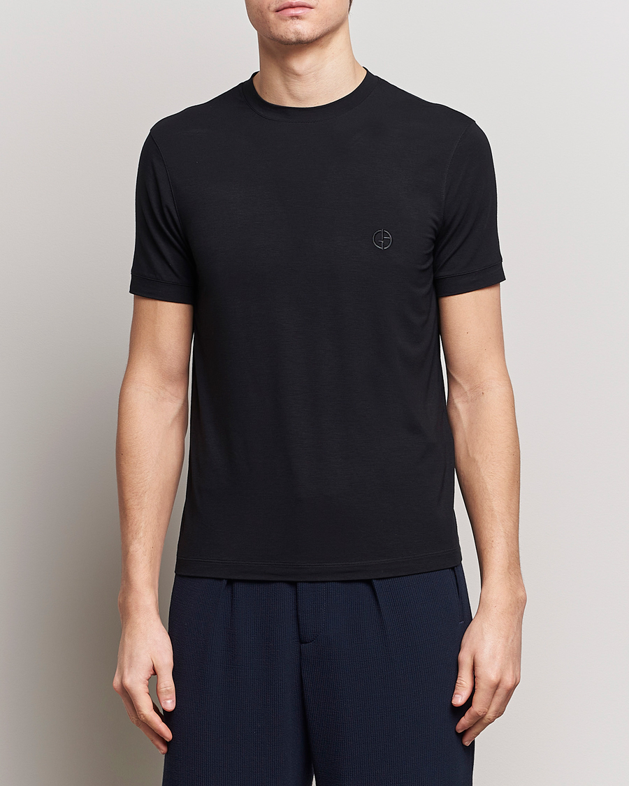 Hombres | Italian Department | Giorgio Armani | Embroidered Logo T-Shirt Black