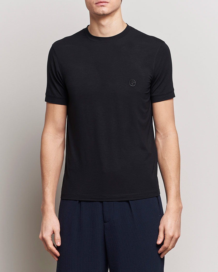 Hombres | Camisetas | Giorgio Armani | Embroidered Logo T-Shirt Black