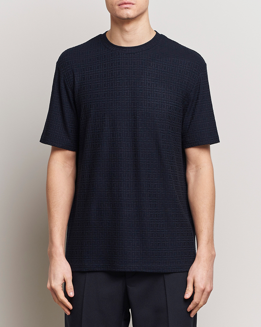 Hombres | Quiet Luxury | Giorgio Armani | Short Sleeve Cashmere Stretch T-Shirt Navy
