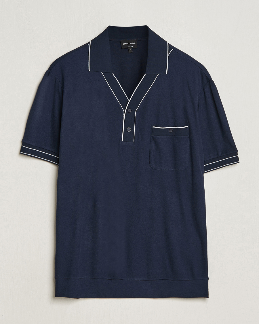 Hombres | Polos | Giorgio Armani | Short Sleeve Riviera Polo Navy