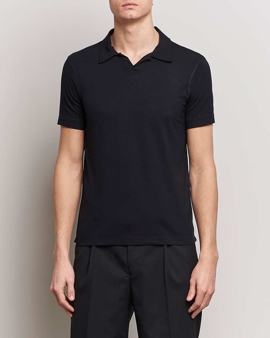 Hombres | Camisas polo de manga corta | Giorgio Armani | Short Sleeve Stretch Polo Black