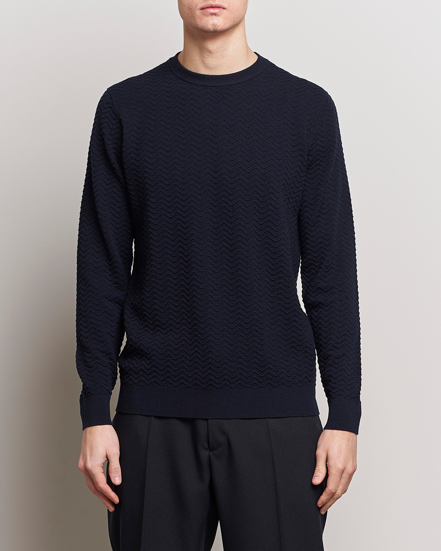 Hombres | Jerséis y prendas de punto | Giorgio Armani | Wool Chevron Pullover Navy