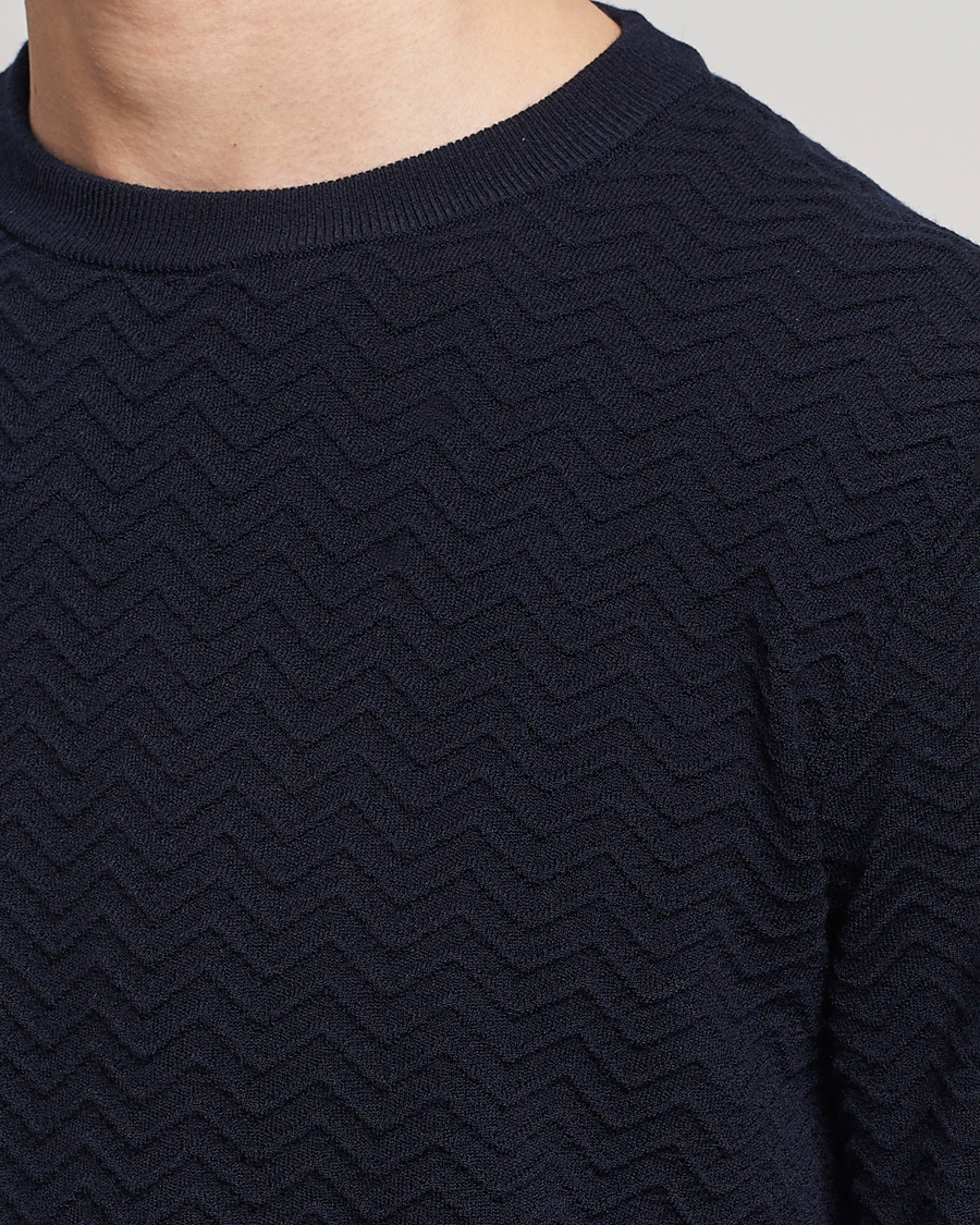 Hombres | Jerséis y prendas de punto | Giorgio Armani | Wool Chevron Pullover Navy