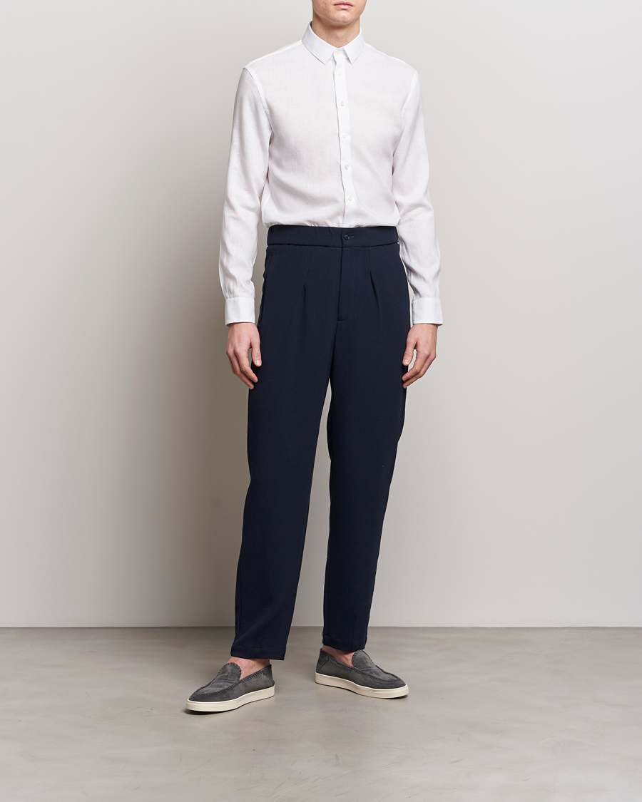 Hombres | Camisas | Giorgio Armani | Slim Fit Linen Shirt White