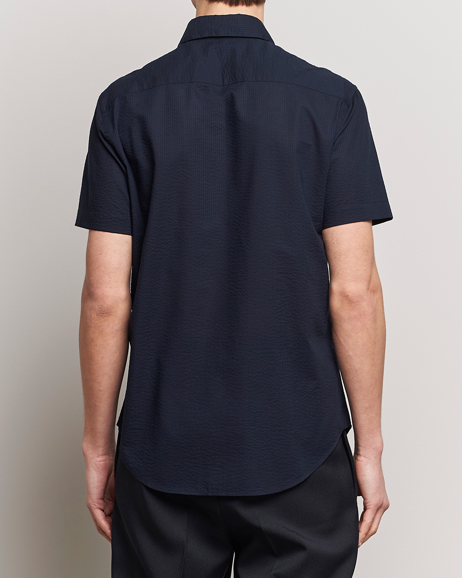 Hombres | Camisas | Giorgio Armani | Short Sleeve Seersucker Shirt Navy