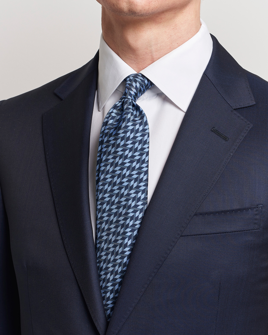 Hombres | Italian Department | Giorgio Armani | Printed Silk Tie  Navy Blue