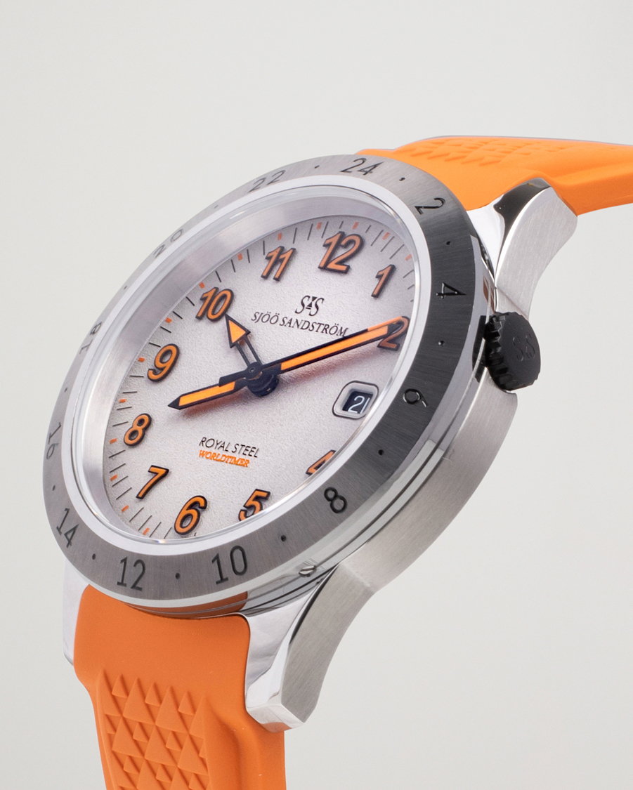 Hombres | Sjöö Sandström Royal Steel Worldtimer 41mm Annual Edition Orange | Sjöö Sandström | Royal Steel Worldtimer 41mm Annual Edition Orange