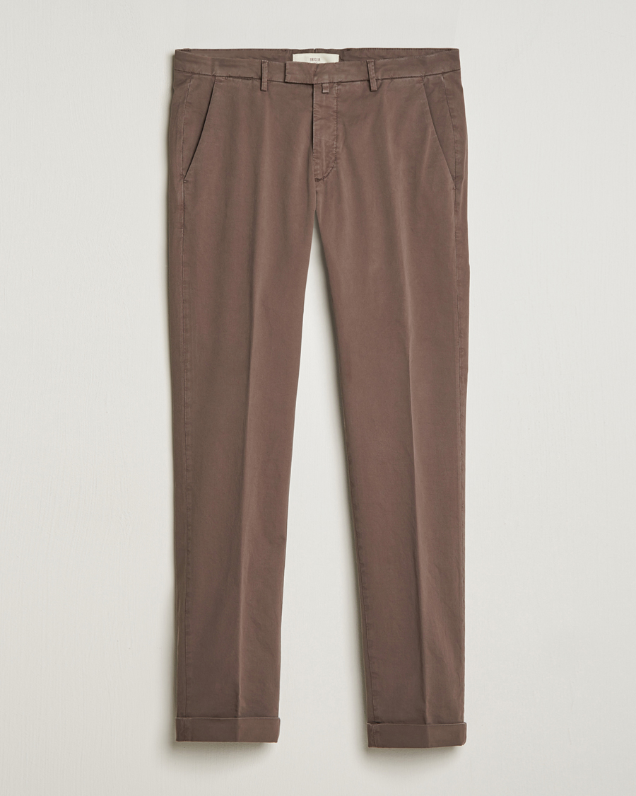 Hombres | Pantalones | Briglia 1949 | Slim Fit Cotton Stretch Chinos Brown