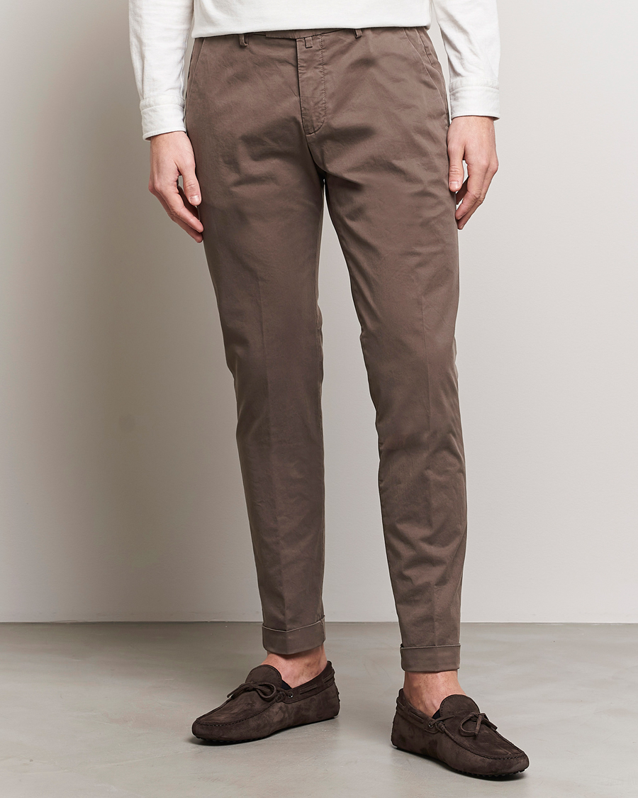 Hombres | Pantalones | Briglia 1949 | Slim Fit Cotton Stretch Chinos Brown