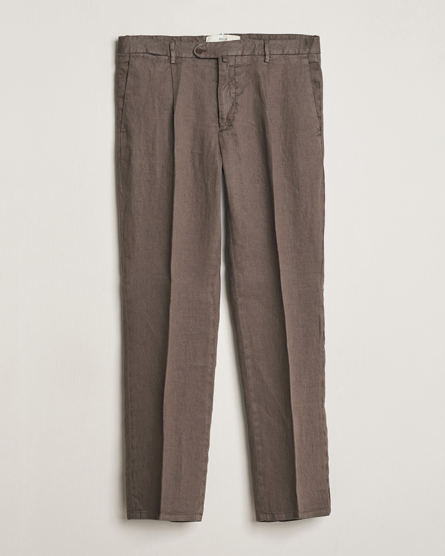 Hombres | Pantalones | Briglia 1949 | Pleated Linen Trousers Brown