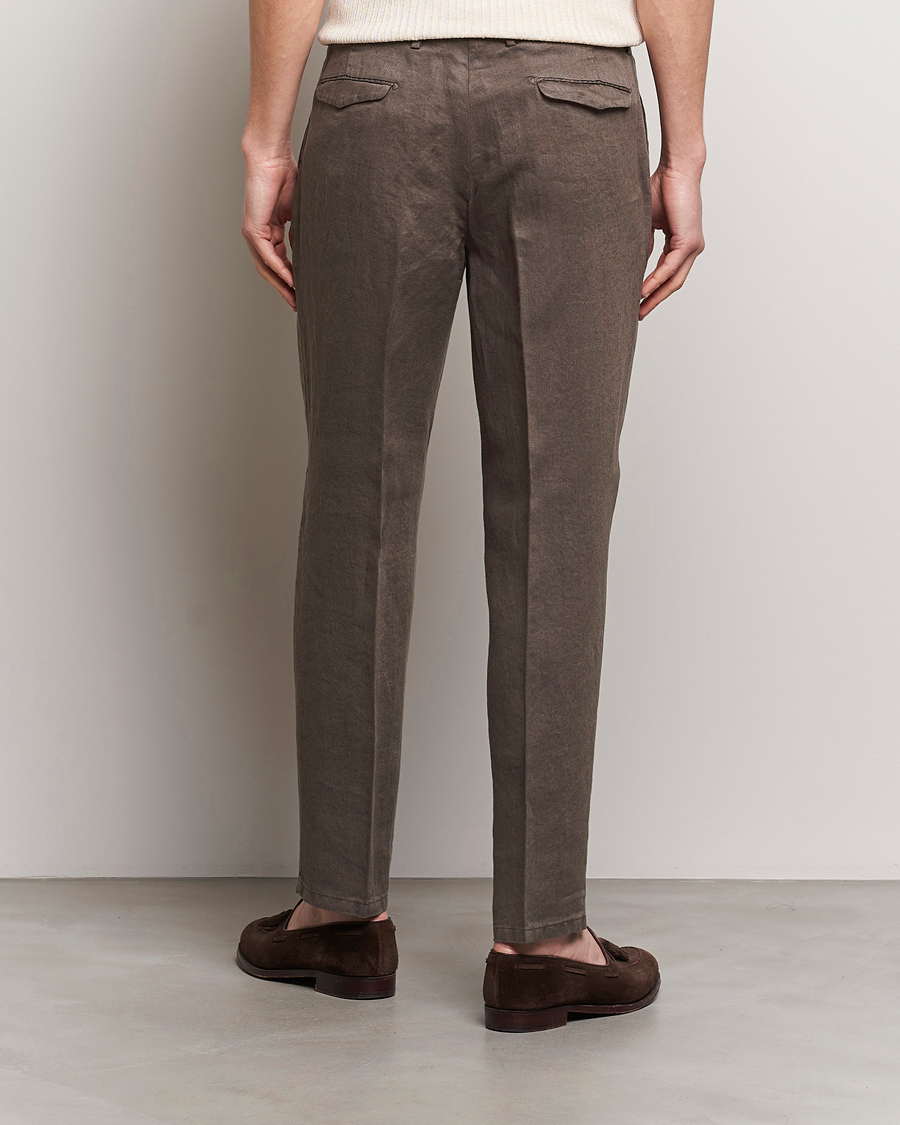 Hombres | Pantalones | Briglia 1949 | Pleated Linen Trousers Brown