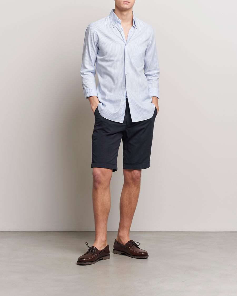 Hombres | Pantalones cortos | Briglia 1949 | Pleated Cotton Shorts Navy