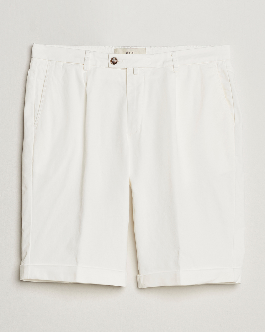 Hombres | Pantalones cortos | Briglia 1949 | Pleated Cotton Shorts White