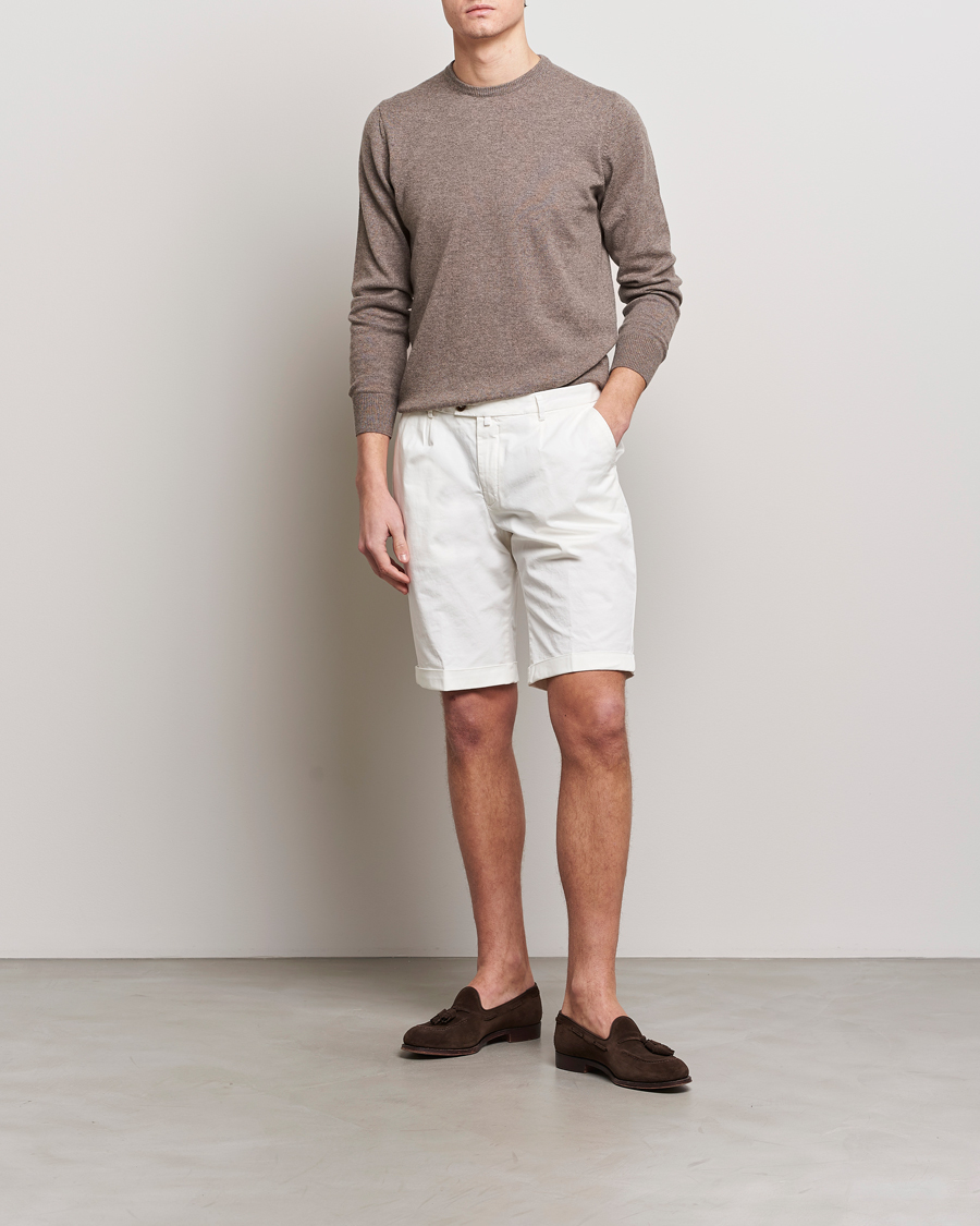 Hombres | Pantalones cortos | Briglia 1949 | Pleated Cotton Shorts White