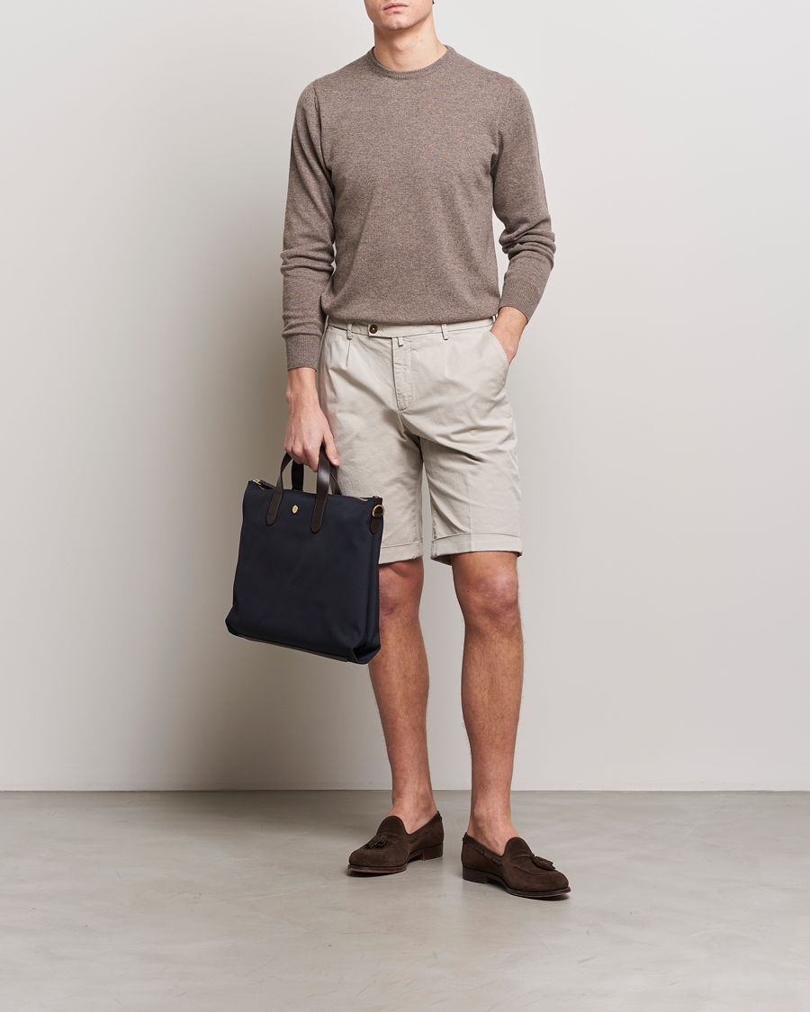Hombres | Pantalones cortos | Briglia 1949 | Pleated Cotton Shorts Beige