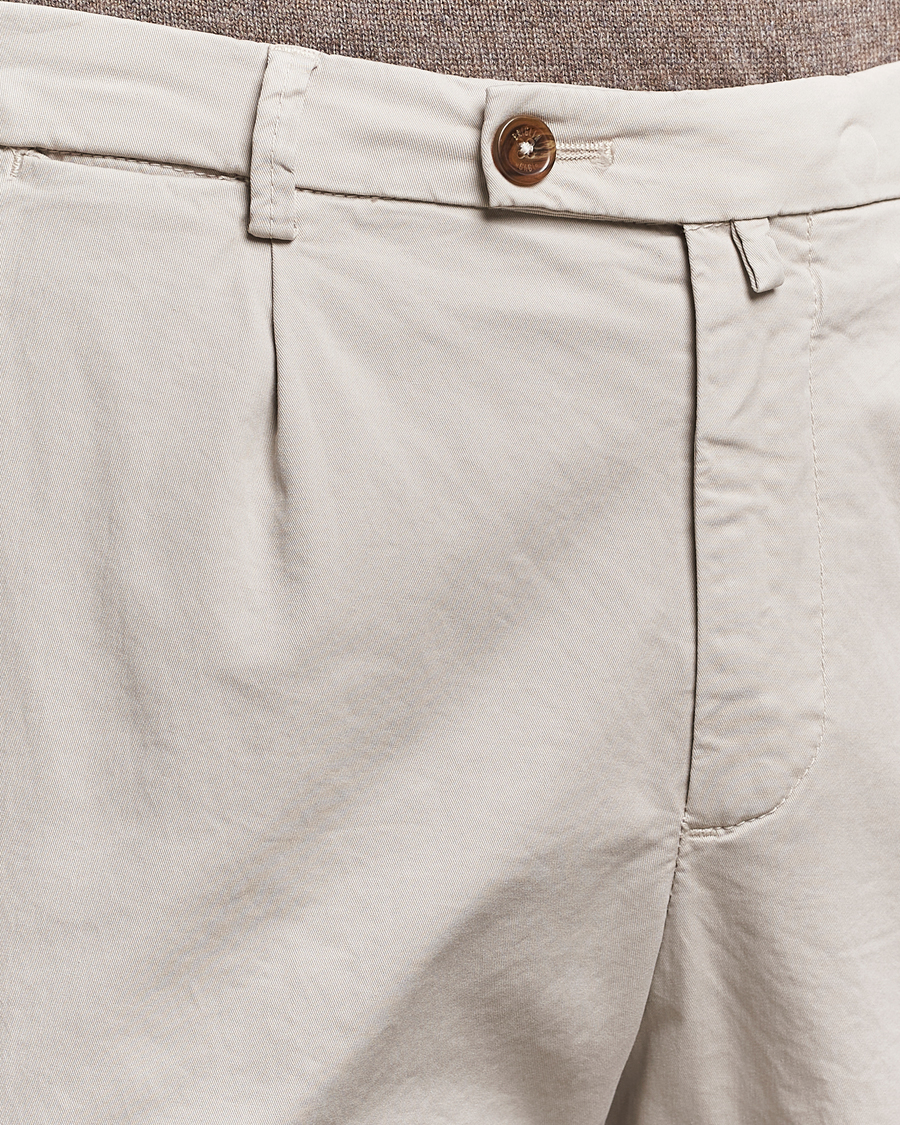 Hombres | Pantalones cortos | Briglia 1949 | Pleated Cotton Shorts Beige