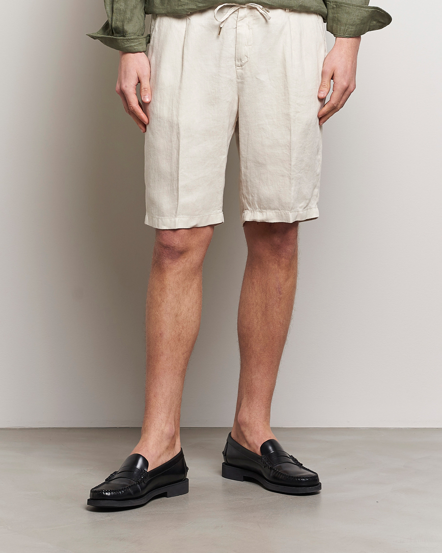 Hombres | Pantalones cortos de lino | Briglia 1949 | Easy Fit Linen Shorts Off White