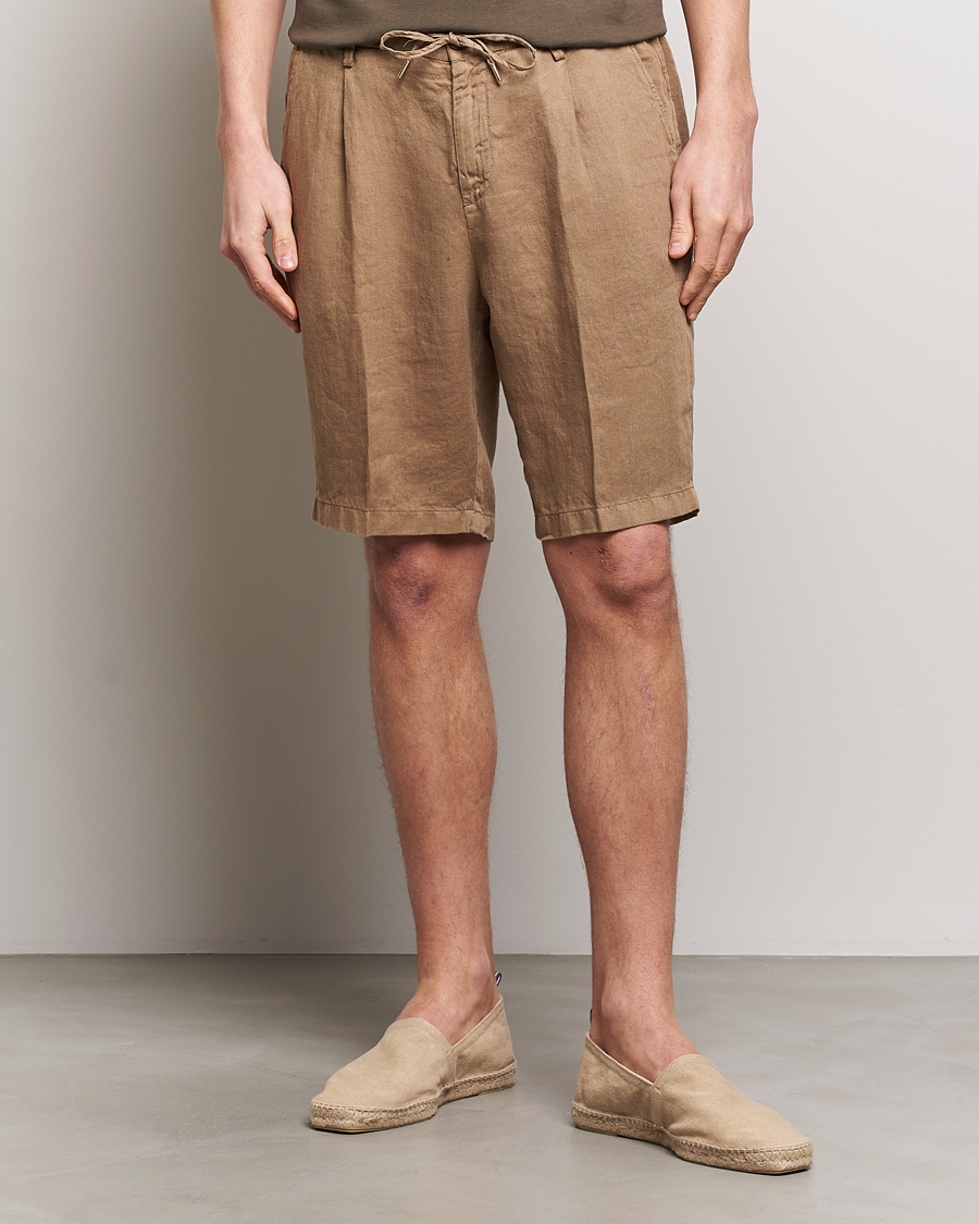 Hombres | Pantalones cortos de lino | Briglia 1949 | Easy Fit Linen Shorts Beige