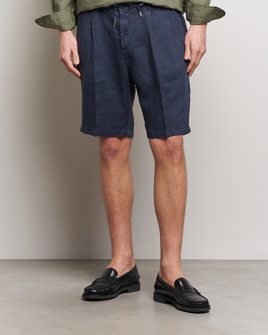 Hombres | Pantalones cortos de lino | Briglia 1949 | Easy Fit Linen Shorts Navy