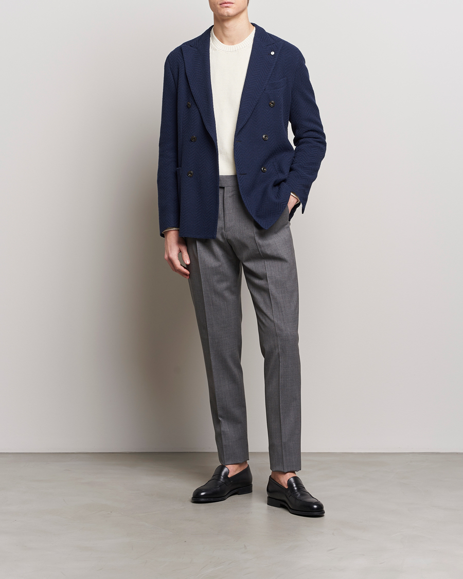 Hombres | Blazers | L.B.M. 1911 | Double Breasted Jersey Punto Blazer Navy