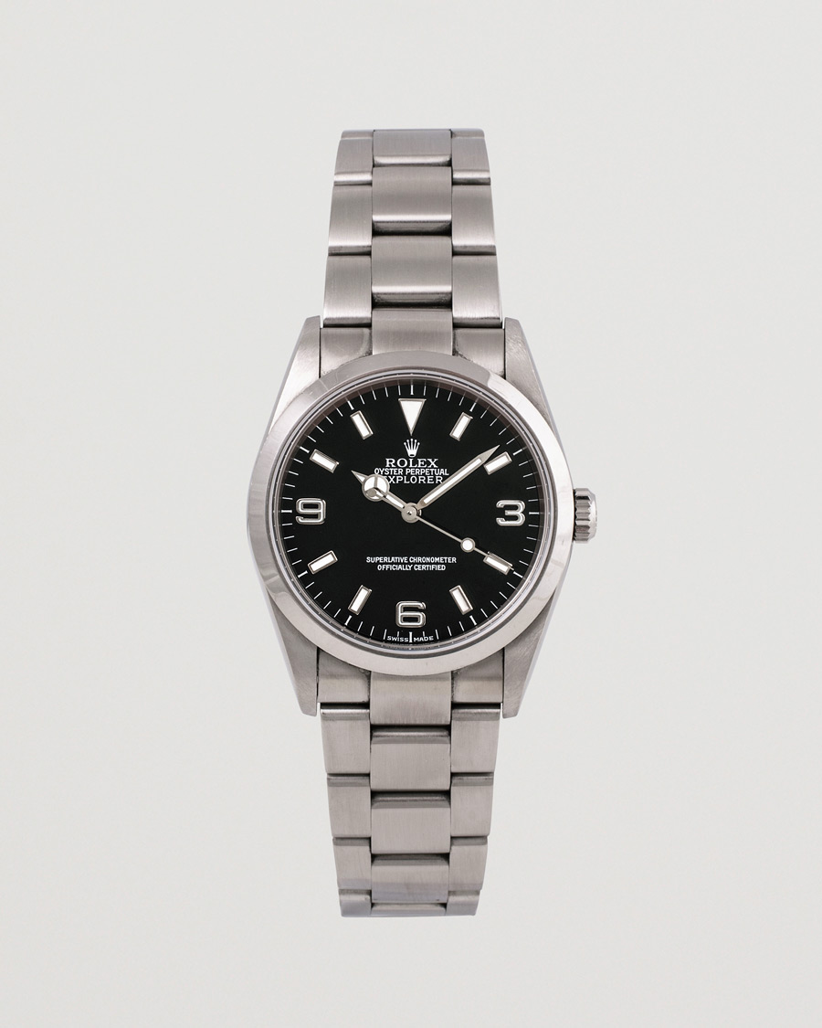 Hombres | Rolex Pre-Owned Explorer 114270 Steel Black Silver | Rolex Pre-Owned | Explorer 114270 Steel Black Silver