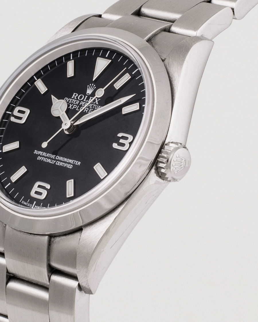 Hombres | Rolex Pre-Owned Explorer 114270 Steel Black Silver | Rolex Pre-Owned | Explorer 114270 Steel Black Silver