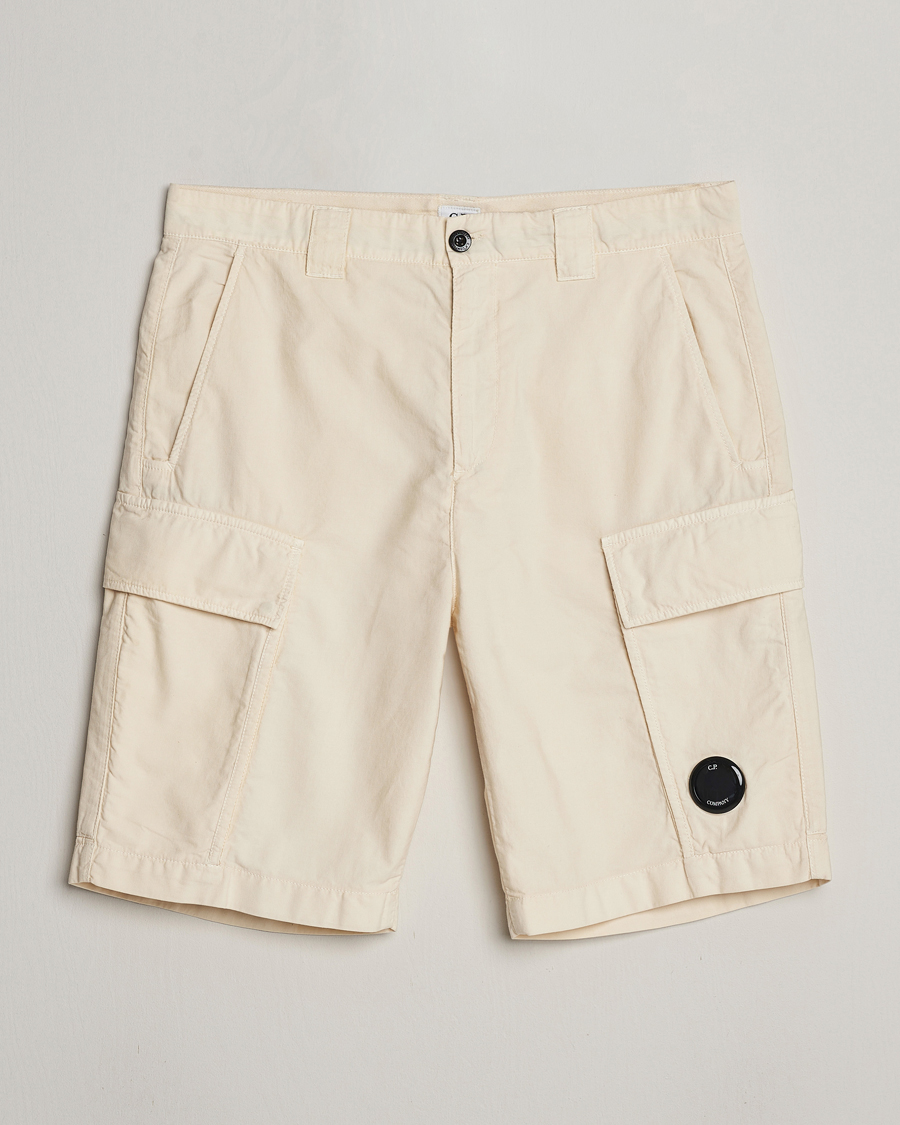 Hombres | Pantalones cortos | C.P. Company | Ottoman Garment Dyed Cotton Cargo Shorts Off White