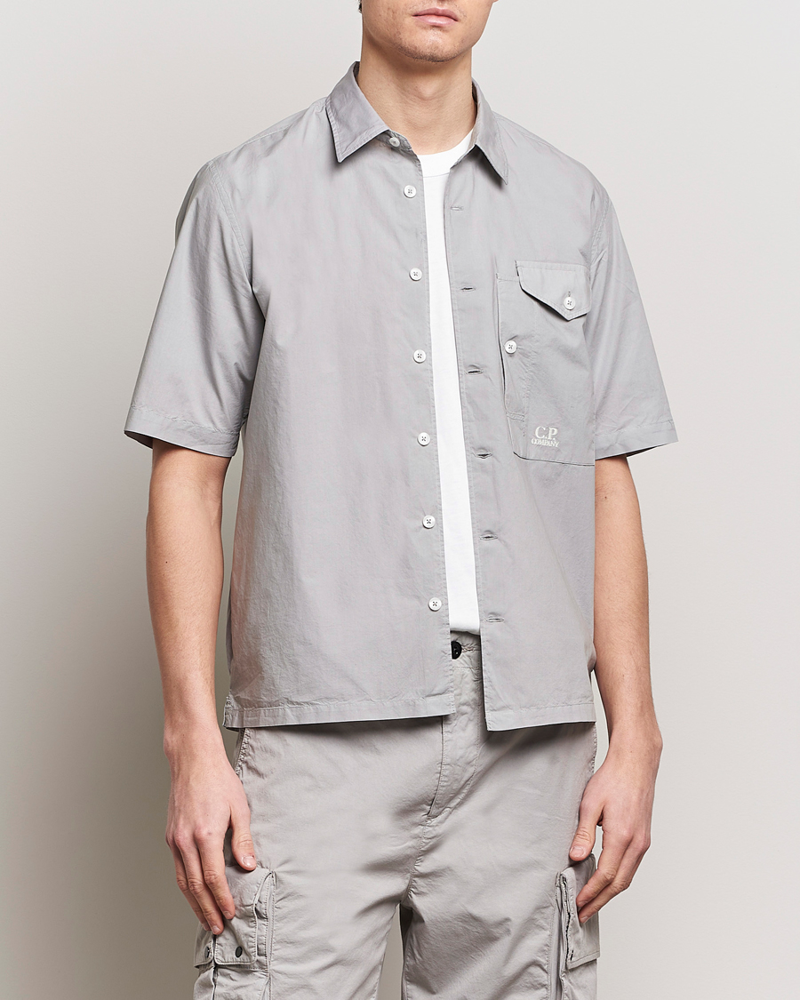 Hombres | Camisas de manga corta | C.P. Company | Short Sleeve Popline Shirt Grey