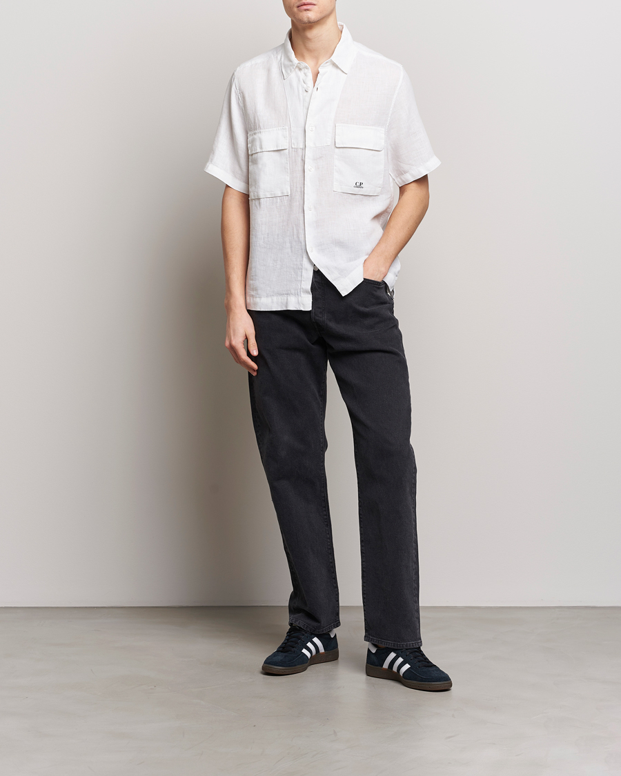 Hombres | Camisas | C.P. Company | Short Sleeve Linen Shirt White