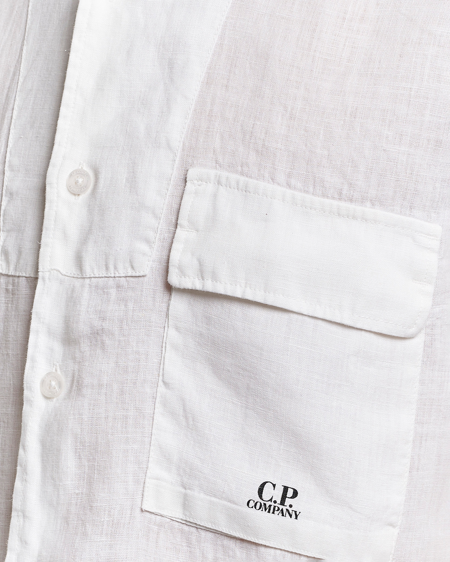 Hombres | Camisas | C.P. Company | Short Sleeve Linen Shirt White
