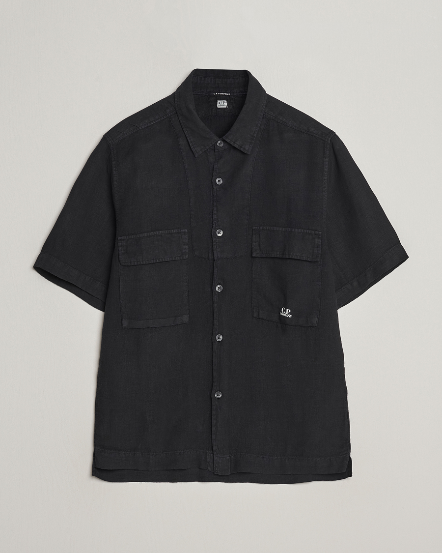 Hombres | Camisas | C.P. Company | Short Sleeve Linen Shirt Black