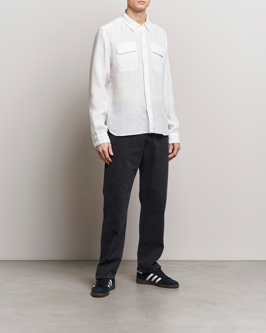 Hombres | Camisas | C.P. Company | Long Sleeve Linen Shirt White