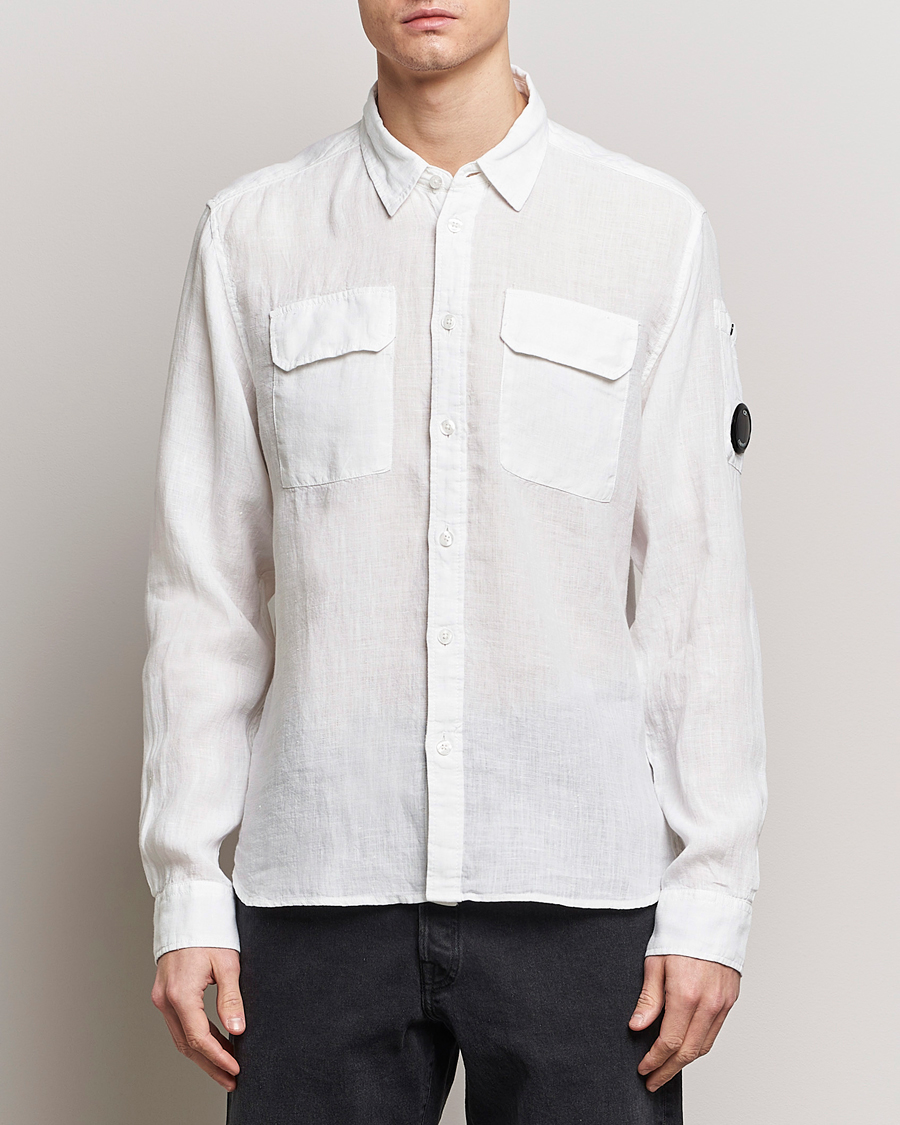Hombres |  | C.P. Company | Long Sleeve Linen Shirt White