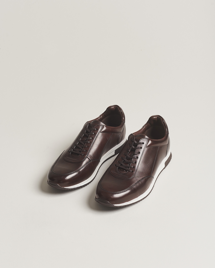 Hombres | Zapatillas running | Loake 1880 | Bannister Leather Running Sneaker Dark Brown