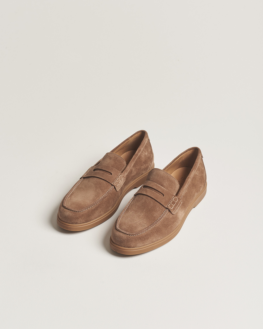 Hombres | Zapatos | Loake 1880 | Lucca Suede Penny Loafer Flint