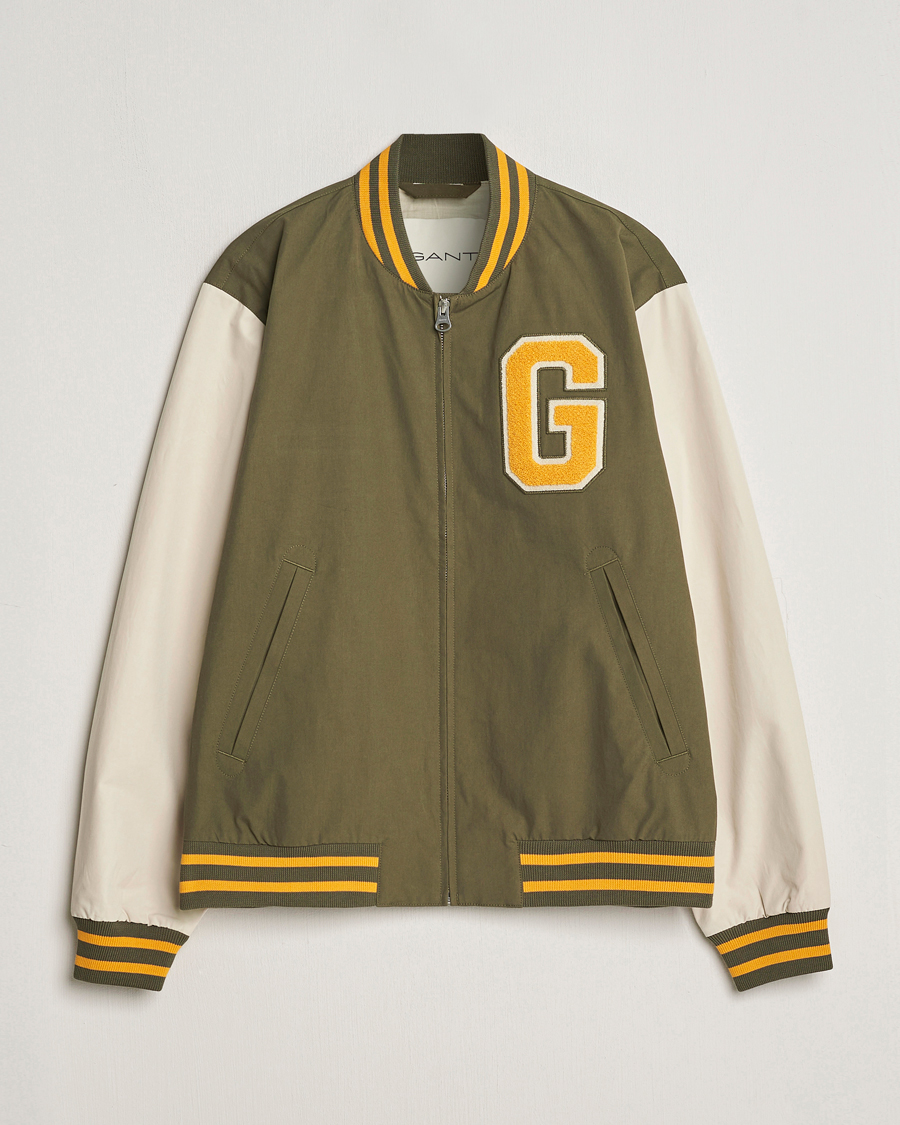 Hombres | Abrigos y chaquetas | GANT | Light Varsity Jacket Green/Soft Oat