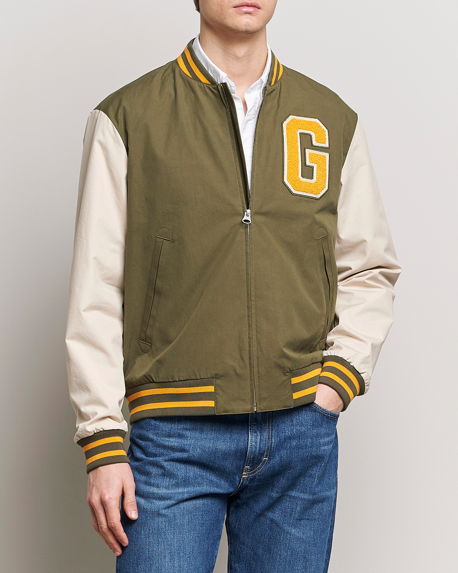 Hombres | Abrigos y chaquetas | GANT | Light Varsity Jacket Green/Soft Oat