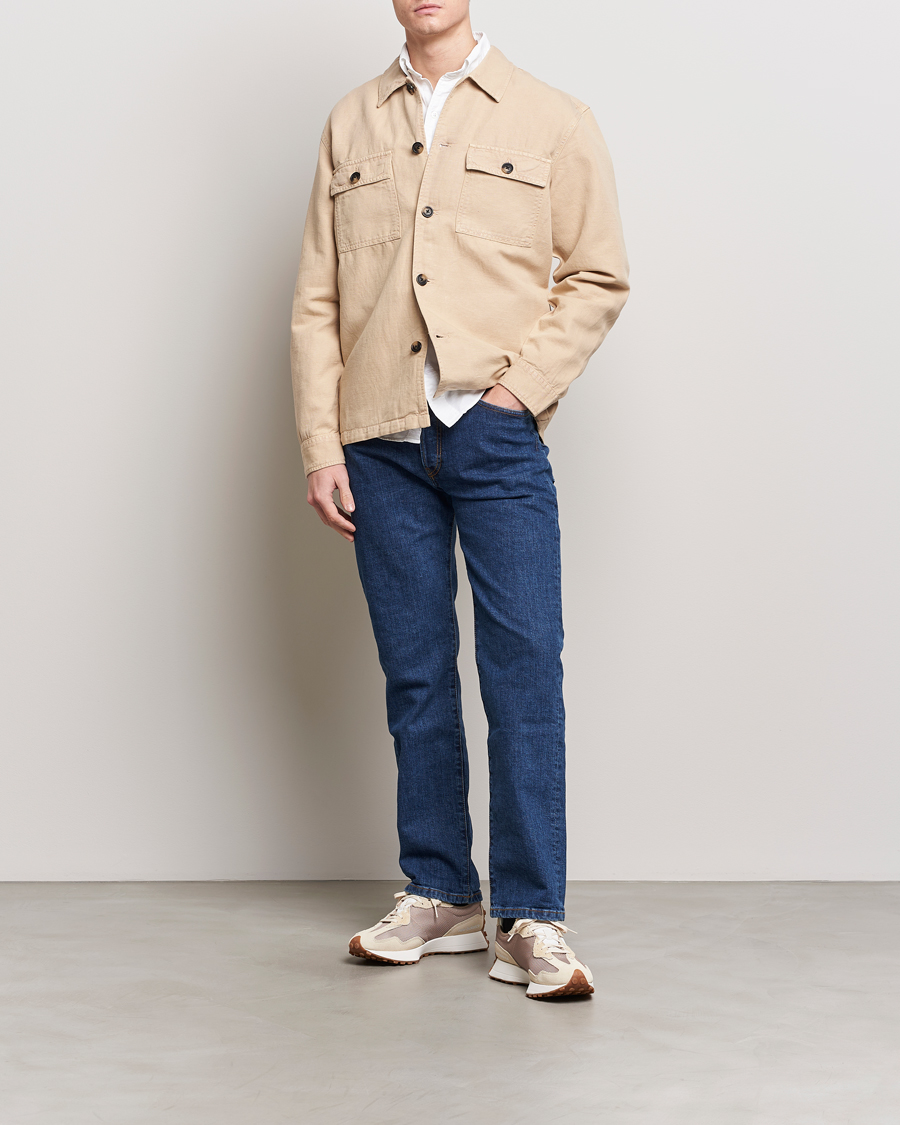 Hombres | Camisas | GANT | Linen/Cotton Twill Overshirt Dry Sand