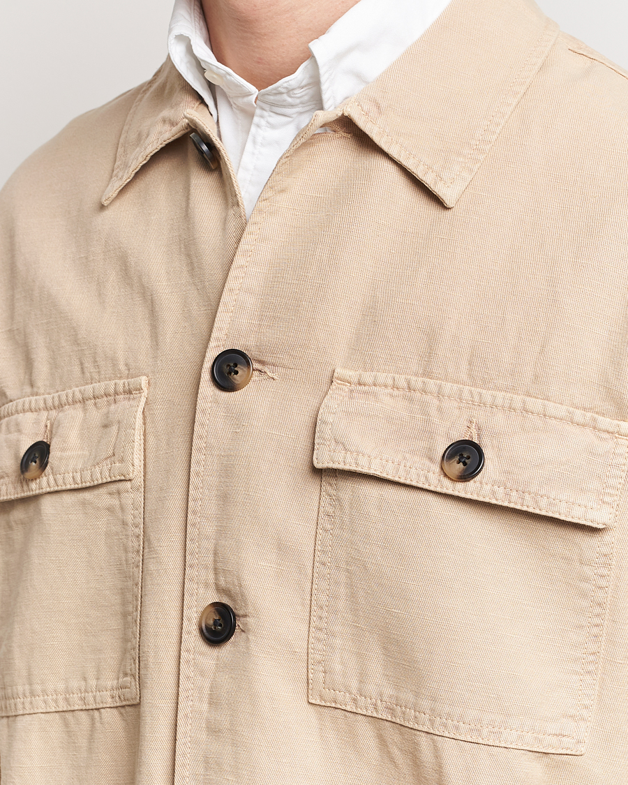 Hombres | Camisas | GANT | Linen/Cotton Twill Overshirt Dry Sand