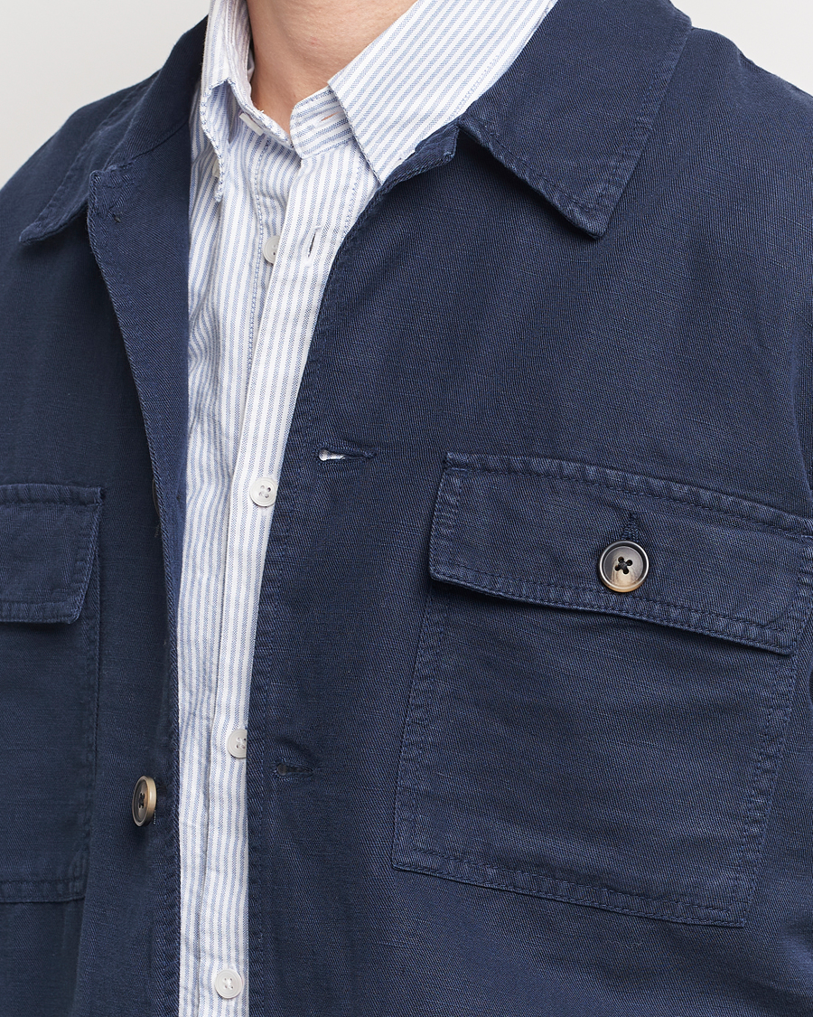 Hombres | Camisas | GANT | Linen/Cotton Twill Overshirt Marine