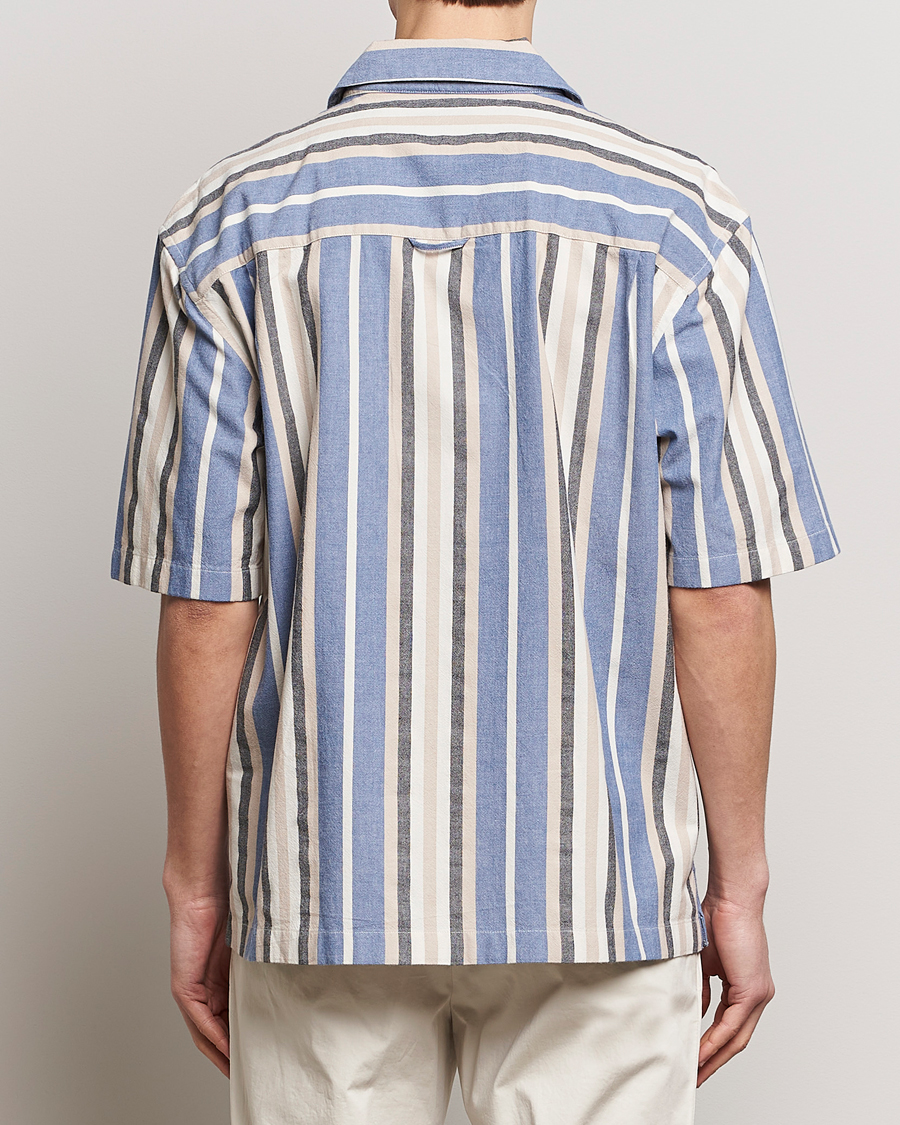 Hombres | Camisas | GANT | Relaxed Fit Wide Stripe Short Sleeve Shirt Rich Blue