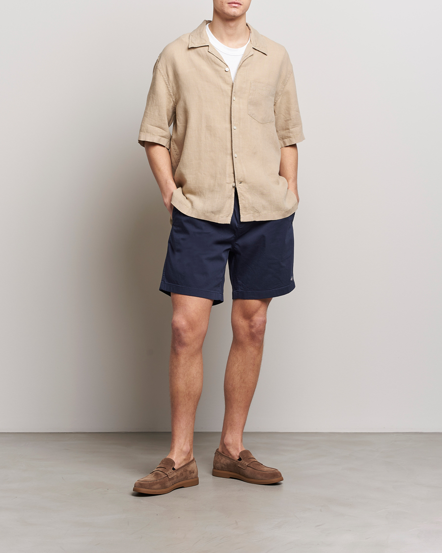 Hombres | Camisas | GANT | Relaxed Fit Linen Resort Short Sleeve Shirt Concrete Beige