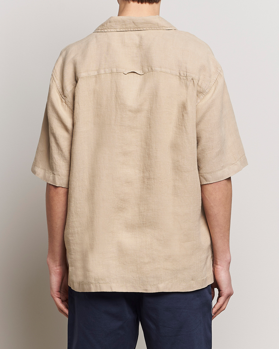 Hombres | Camisas | GANT | Relaxed Fit Linen Resort Short Sleeve Shirt Concrete Beige