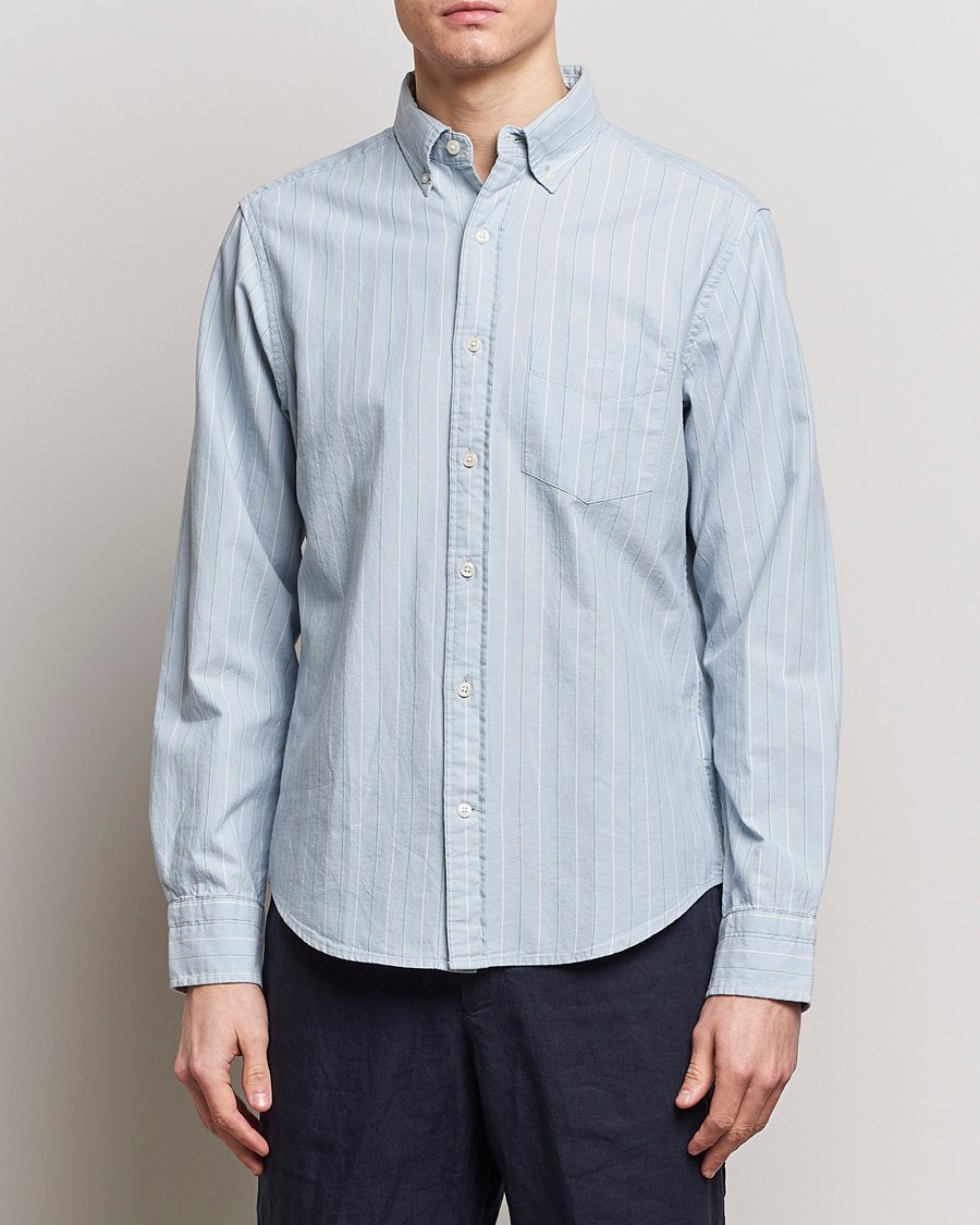 Hombres | Camisas oxford | GANT | Regular Fit Archive Striped Oxford Shirt Dove Blue