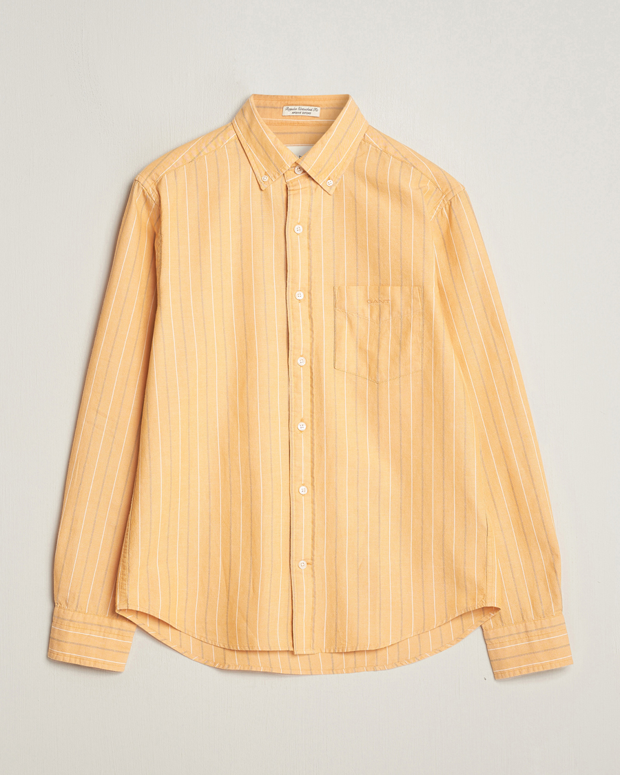 Hombres | Camisas | GANT | Regular Fit Archive Striped Oxford Shirt Medal Yellow