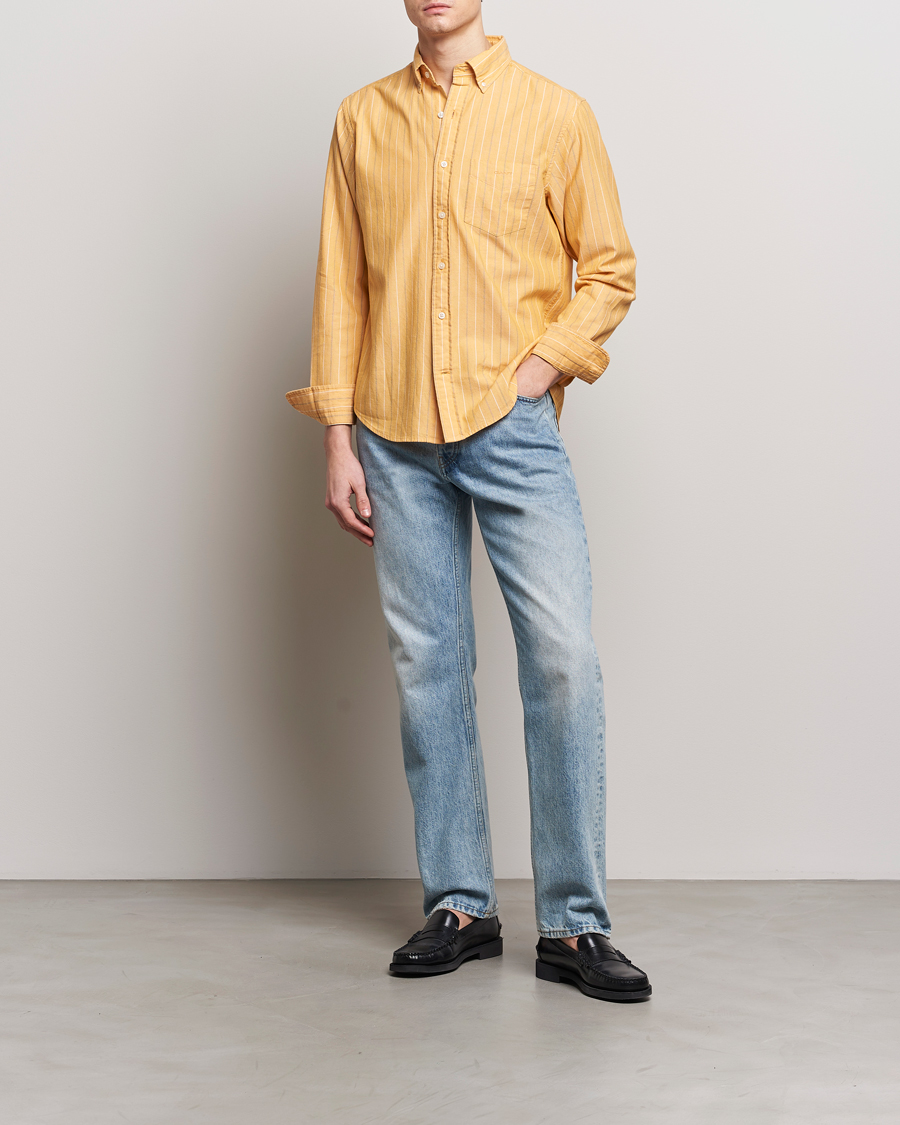 Hombres | Camisas | GANT | Regular Fit Archive Striped Oxford Shirt Medal Yellow