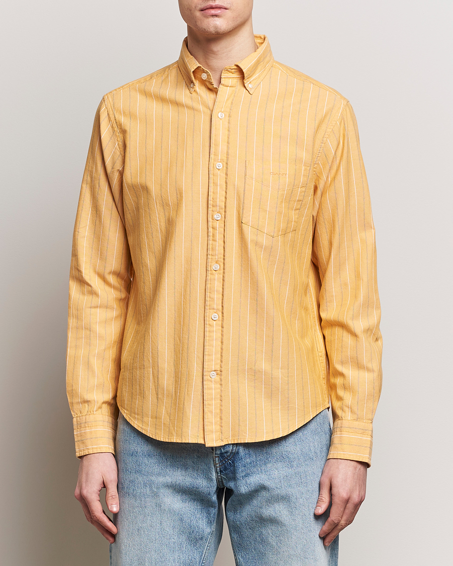 Hombres | Camisas | GANT | Regular Fit Archive Striped Oxford Shirt Medal Yellow