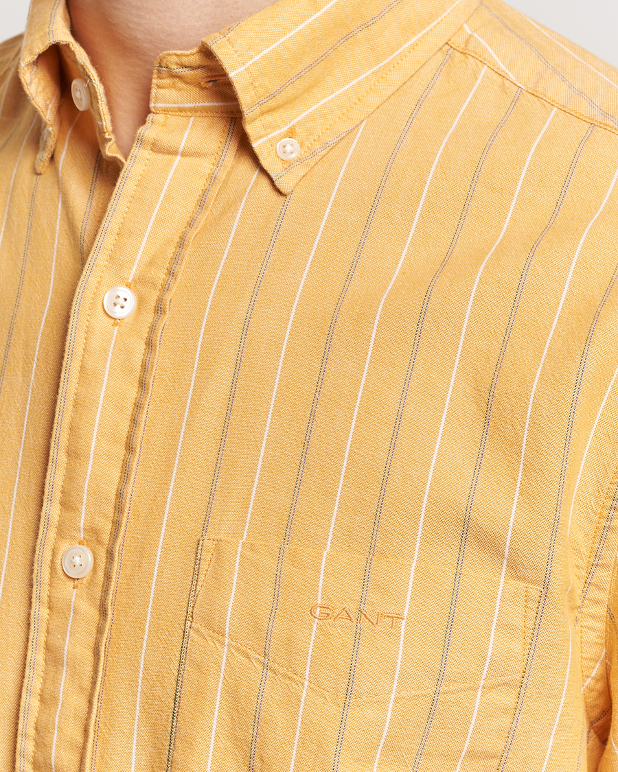 Hombres | Camisas | GANT | Regular Fit Archive Striped Oxford Shirt Medal Yellow