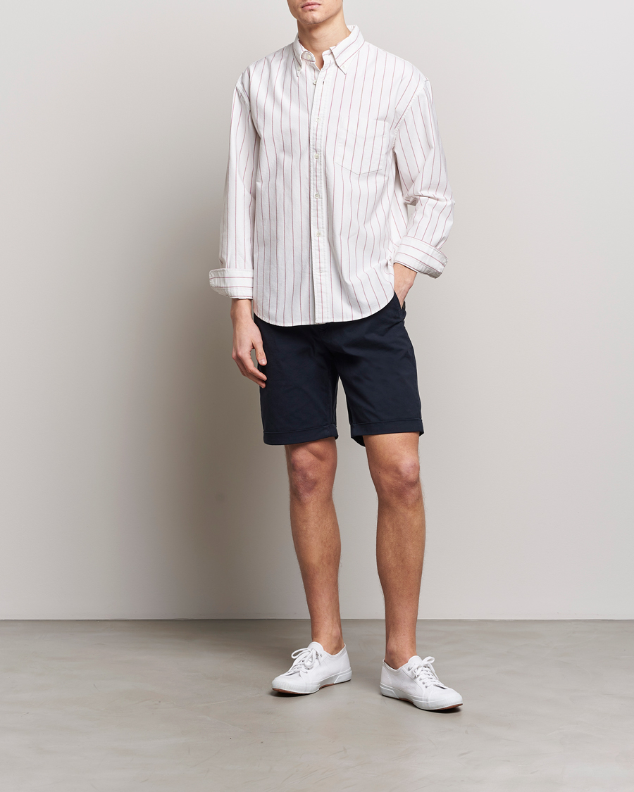 Hombres | Camisas | GANT | Relaxed Fit Heritage Striped Oxford Shirt White/Red